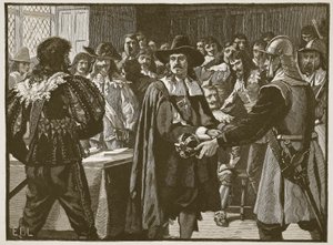 Cromwell upplöser det långa parlamentet, illustration från Cassells Illustrated History of England (sepiafoto) av English School