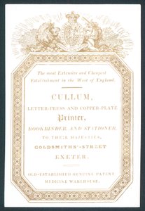 Cullum, Letter-Press och Copper-Plate Printer, handelskort av English School