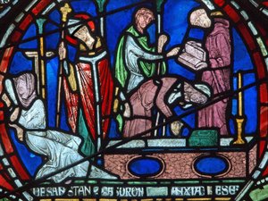 Cure of the Daughters of Godbald of Boxley, tidigt 1200-tal av English School