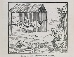 Curing the Sick, från "Santo Domingo Past and Present" av Samuel Hazard, pub.1873 (gravyr) av English School