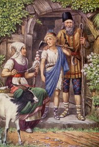 Cyrus och boskapsskötaren (färglitografi) av English School