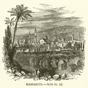 Damaskus, Apostlagärningarna, ix, 27 (gravyr) av English School