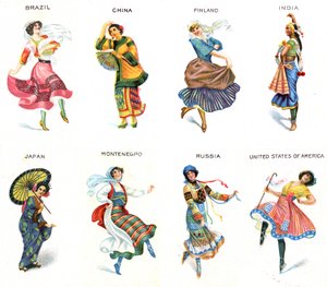 Dancers of the World, cigarettkort, 1915 av English School