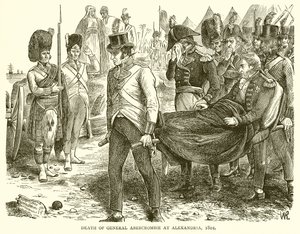 General Abercrombies död i Alexandria, 1801 av English School