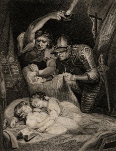 Död av kung Edward V (1470-83) och hans bror Richard (1472-83) hertig av York av English School