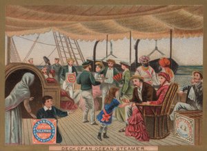 Däck på en oceanångare (kromolitho) av English School