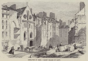 Rivning av Paris, det gamla Cluny-kollegiet (gravyr) av English School