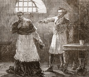 Denis tillrättavisar biskopen av Meaux, illustration från The History of Protestantism av James Aitken Wylie (1808-1890), pub. 1878 av English School
