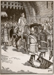 Biskop Odos avgång från Rochester, illustration från Cassells Illustrated History of England (sepiafoto) av English School