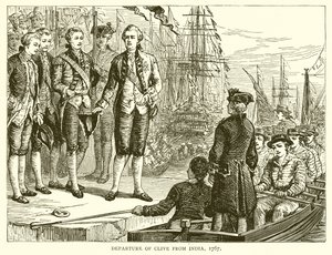 Clives avgång från Indien, 1767 av English School
