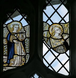 Föreställande St Barbara och en ängel av English School