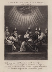 Den helige andes nedstigning, Apostlagärningarna II, ver 4 (gravyr) av English School