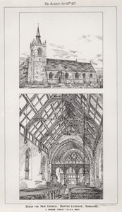 Design för New Church, Burton Leonard, Yorkshire (gravyr) av English School