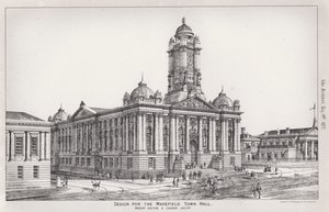 Design för Wakefield Town Hall (gravyr) av English School