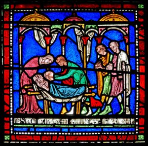 Detalj från Miracle Window som visar berättelsen om Richard från Sunieves av English School