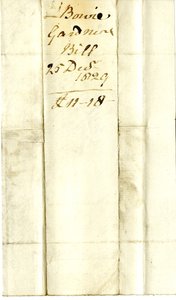 Devonshire MSS AS 3101, folio från en bunt sedlar som betalats av Pinder Simpson för Lord George Cavendish, inklusive Alexander Bowies sedel av English School