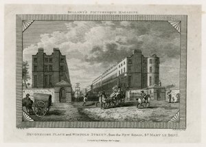 Devonshire Place och Wimpole Street från New Road, St Marylebone av English School