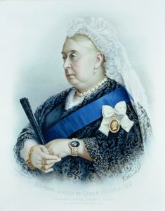 Drottning Victorias diamantjubileum (1819-1901) 1897 (färgat tryck) av English School