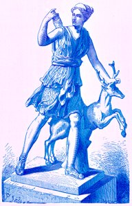 Diana with the Hind, illustration från History of Rome av Victor Duruy, publicerad 1884 (digitalt förbättrad bild) av English School