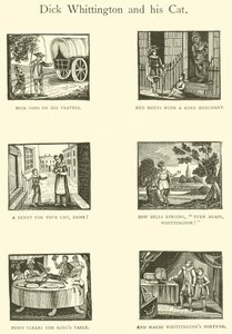 Dick Whittington och hans katt (träsnitt) av English School