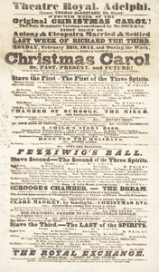 Dickens playbill: A Christmas Carol på Adelphi Theatre Royal, 26 februari 1814 av English School
