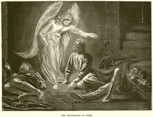 Frigivningen av aposteln Petrus av en Herrens ängel från kung Herodes fängelse av English School