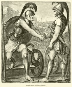 Diomed välkomnar Glaucus (gravyr) av English School