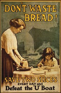 "Slösa inte bröd", WWI-affisch av English School