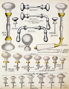Dörrhandtag, från en handelskatalog över inhemska varor och beslag, ca 1890-1910 av English School