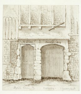 Doorway, Byker Chase, Quayside, Newcastle (sepia bläck på papper) av English School