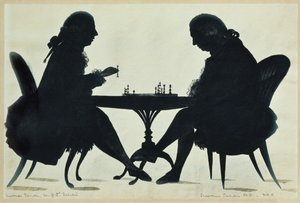 Dr. E. Darwin spelar schack med sin son, ca 1780 (akvarell på papper) av English School