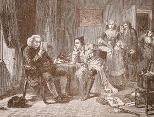 Dr Johnson räddar Goldsmith från sin hyresvärdinna av English School