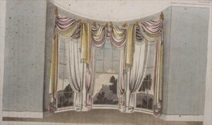 Draperier för cirkulära fönster, skylt 108 från Ackermanns Repository of Arts, publicerad 1820 (färg litho) av English School