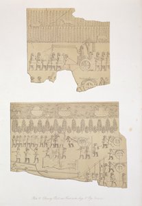 Drawing Bull, and Forest with Stags and Pigs, Kouyunjik, plåt 12 från Nineveh and its Remains av Austen Henry Layard (1817-94) publicerad 1849 av English School
