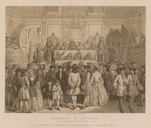 Dra ett lotteri i Guildhall, London, 1739 av English School