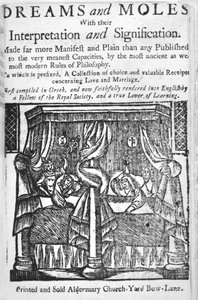 Drömmar och mullvadar, titelblad, ca 1750 (träsnitt) av English School