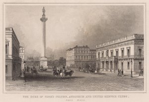 Duke of Yorks Column, Athenaeum och United Service Clubs, Pall Mall av English School