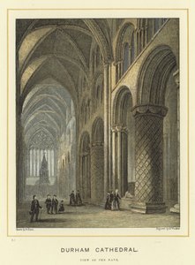 Durham Cathedral, utsikt över långhuset av English School