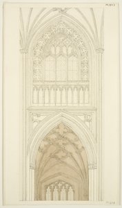 Östra sidan av South Transept of St Mary Redcliffe (penna och akvarell på papper) av English School