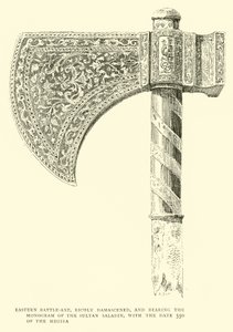 Östra stridsyxa, rikt damascenerad och bärande Sultan Saladins monogram, med datum 550 av Hegira av English School