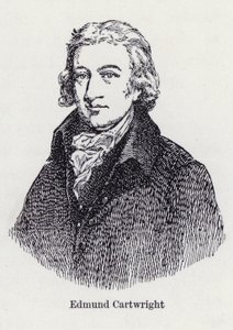 Edmund Cartwright, engelsk uppfinnare av kraftvävstolen (litho) av English School