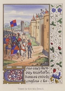 Edward III tar Berwick (färgad gravyr) av English School
