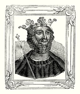 Edward II föddes 1284, kröntes 1308 och mördades 1328 (gravyr) av English School