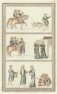 Edward Martyren, hans lönnmord, Thomas Beckets föräldrar (färgad gravyr) av English School