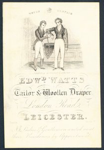 Edward Watts, skräddare och ylledraperi, handelskort av English School
