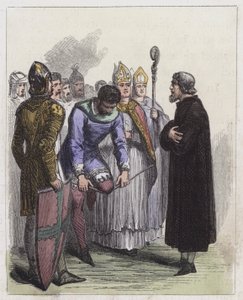 Edward at Kenilworth (färgad gravyr) av English School