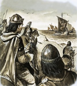 Edvard Bekännaren som ung kung som drabbades av danska inkräktare. av English School
