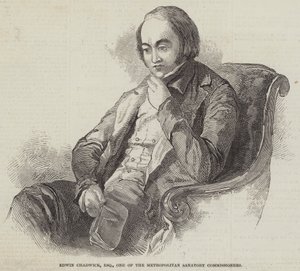 Edwin Chadwick, Esquire, en av Metropolitan Sanatory Commissioners (gravyr) av English School