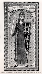 Bild av Geoffrey Plantagenet (1113-1150) från hans grav i Le Mans av English School