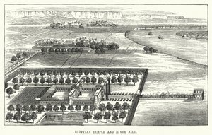 Egyptiska templet och floden Nilen (gravyr) av English School